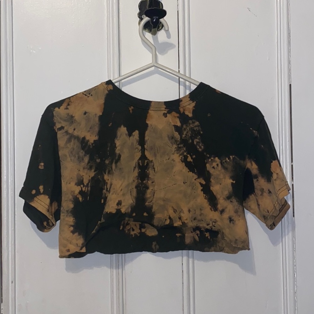 Army Green Acid Bleach Wash Cropped Tee